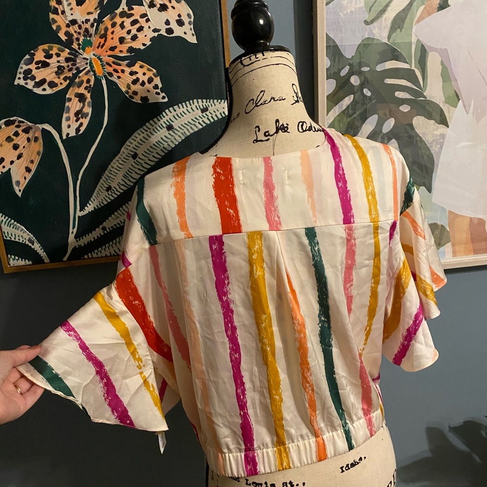 New York & Company Multicolor Striped Blouse - Picture 3 of 4
